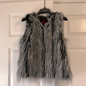 Black and Grey Faux Fur Vest